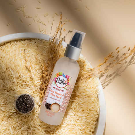 Buy Buds & Berries Nourishment Hair Serum with Rice Water and Chia Seeds | Conditions and Strengthens Hair | No Paraben, No Silicone, No Mineral Oil (100 ml) - Purplle