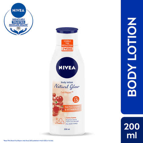 NIVEA Body Lotion Natural Glow, Cell Repair, SPF 15 & 50x Vitamin C 200 ml