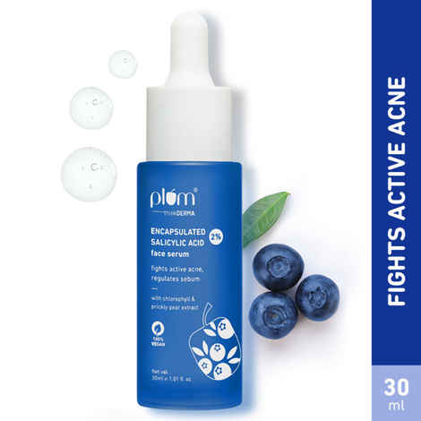 Plum thinkDERMA 2% Encapsulated Salicylic Acid Face Serum | Fights Active Acne | Regulates Sebum | Controls Oil | 100% Vegan | 30 ml