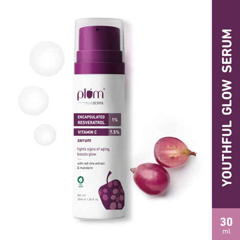 Buy Plum thinkDERMA 1% Encapsulated Resveratrol & 7.5% Vitamin C Face Serum | Fights Signs of Ageing | Boosts Glow |  100% Vegan | (30ml) - Purplle