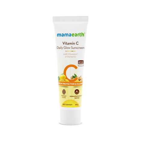 Mamaearth Vitamin C Daily Glow Sunscreen with Vitamin C & Turmeric for Sun Protection & Glow - 20 gm