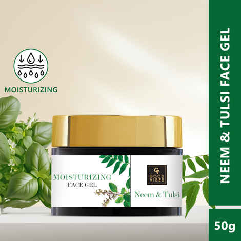 Buy Good Vibes Neem & Tulsi Moisturizing Face Gel | Anti-Acne, Hydrating, Moisturizing | No Parabens, No Sulphates, No Mineral Oil (50 gm) - Purplle