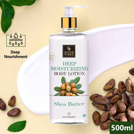 Good Vibes Shea Butter Deep Moisturizing Body Lotion | Hydrating, Moisturizing | No Parabens, No Sulphates, No Animal Testing (400 ml + 100 ml free)
