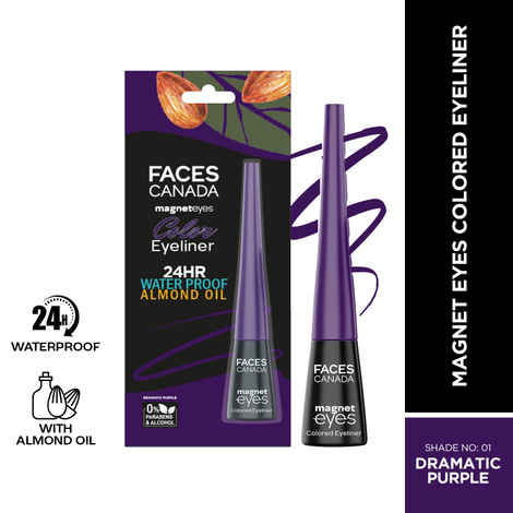 FACES CANADA Magneteyes Color Eyeliner - Dramatic Purple, 4 ml | Glossy Finish | 24HR Long-lasting | Waterproof | Smudgeproof | Precise Application | Intense Color Payoff | Almond Extract & Vitamin E