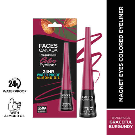 FACES CANADA Magneteyes Color Eyeliner - Graceful Burgundy, 4 ml | Glossy Finish | 24HR Long-lasting | Waterproof | Smudgeproof | Precise Application | Intense Color Payoff| Almond Extract & Vitamin E