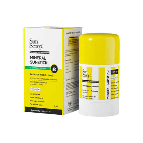 Buy SunScoop Mineral Sunstick | SPF 50 | Safe For Kids (3+ Years) | Enriched With Photostable Ingredients | Silky & Natural Finish | For All Skin Types | No White Cast | Non Comedogenic | Unisex | 15gm - Purplle