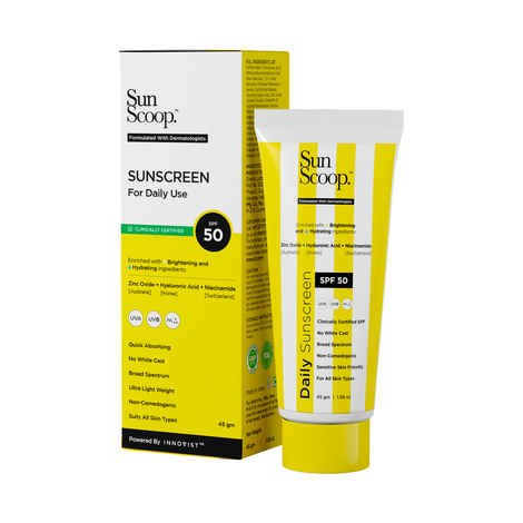 SunScoop Brightening Sunscreen SPF50 | PA+++ | For Normal, Oily, Dry, Sensitive Skin |45g - SPF SPF50 PA+++ (45 gm)