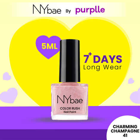 NY Bae Color Rush Nail Paint- Charming Champagne 41 (5 ml) | Chip Resistant | Long Lasting | Quick Dry | Gel Nail Polish