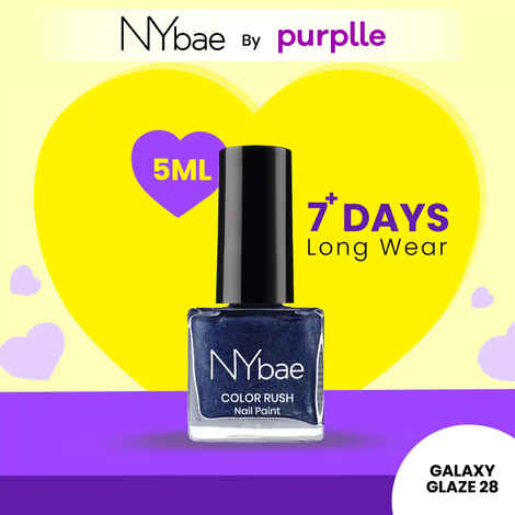 NY Bae Color Rush Nail Paint - Galaxy Glaze 28 (5 ml) | Chip Resistant | Long Lasting | Quick Dry | Gel Nail Polish
