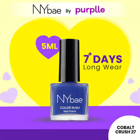 NY Bae Color Rush Nail Paint - Cobalt Crush 27 (5 ml) | Chip Resistant | Long Lasting | Quick Dry | Gel Nail Polish