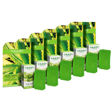 Buy Vaadi Herbals Super Value Pack Of Aloe Vera Facial Bars With Extract Of Tea Tree (5+1)(25 gm X 6) - Purplle