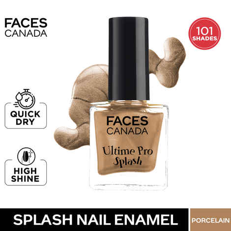 FACES CANADA Ultime Pro Splash Nail Enamel - Porcelain 144 (8 ml) | Quick Drying | Glossy Finish | Long Lasting | No Chip Formula | High Shine Nail Polish For Women | No Harmful Chemicals