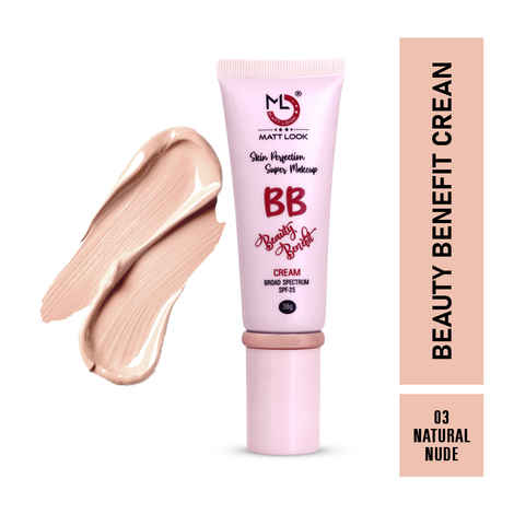 Mattlook Skin Perfection Super Makeup BB Beauty Benefit Cream SPF 25A Lightweight Facial MoisturizerA A Glow Moisturizer ,Smooths skin Texture, Gives even skin toneA - Natural Nude (38 gm)