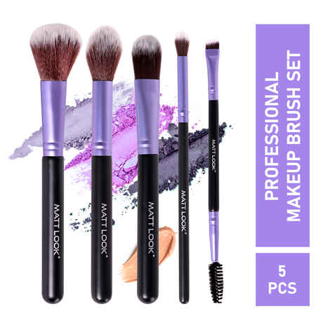 Buy Mattlook Professional Makeup Brush 5pc Set Soft BristlesA Eyeshadow ,Blusher brush , Foundation ,Powder, EyebrowA Applicator (100 gm) - Purplle