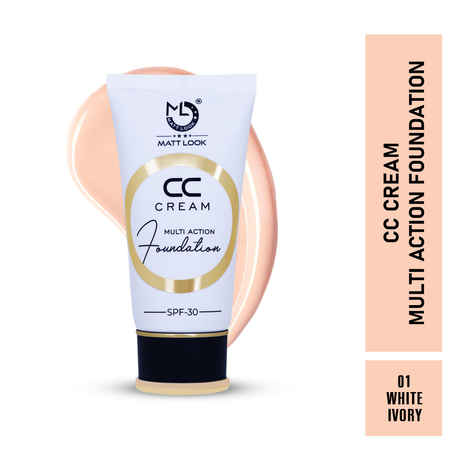 Buy Mattlook CC Cream Multi Action Foundation- Colour Correcting Brightening Full Coverage Lightweight Even Skin Tone Natural Finish - White Ivory (60 gm) - Purplle
