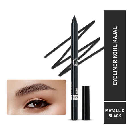 Buy Mattlook Single Stroke Super Glide Eyeliner Kohl Kajal 24 Hours, Easy to Apply Creamy Texture, Intense, Smudgeproof and Water Resistant Colour, Metallic-Black (1.3 gm) - Purplle