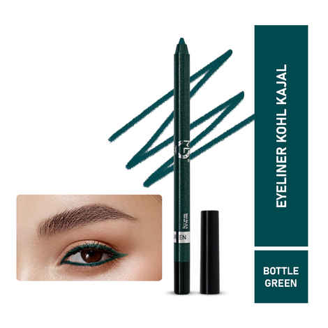 Buy Mattlook Single Stroke Super Glide Eyeliner Kohl Kajal 24 Hours, Easy to Apply Creamy Texture, Intense, Smudgeproof and Water Resistant Colour, Bottle-Green (1.3 gm) - Purplle