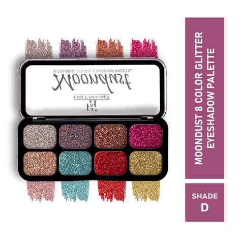 Buy Half N Half Moondust 8 Colour Glitter Shimmer Silver Eyeshadow Palette, Ultra Pigmented Blendable, Long Lasting Waterproof, Flawless Finish, Shade-D (12 gm) - Purplle