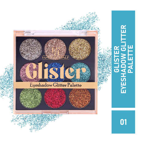 Buy Half N Half Glister Eyeshadow Glitter Shimmer Palette Highly Pi gmented Blendable, Long Lasting Waterproof, Flawless Glitter Finish, Multicolour -01 (9 gm) - Purplle