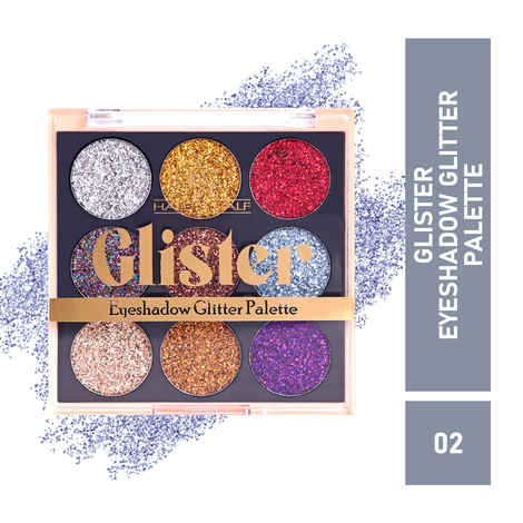 Buy Half N Half Glister Eyeshadow Glitter Shimmer Palette Highly Pi gmented Blendable, Long Lasting Waterproof, Flawless Glitter Finish, Multicolour -02 (9 gm) - Purplle
