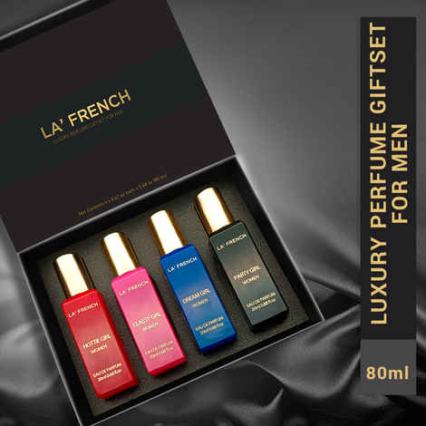 La French Sassy Party Girl |Dream Girl |Classy Girl |Hottie Girl Perfume Gift Set for Women (80 ml) | 4 X 20 ml | gift for women | gift for men | trial pack | mini perfume | gift box