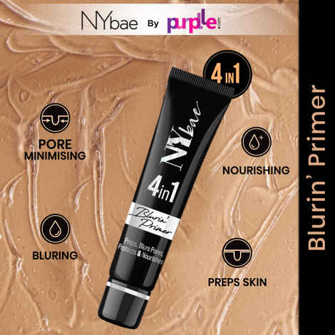NY Bae Blurin' Primer (15 gm) | 4 in 1 Face Primer | Preps, Blurs Pores, Protects, Nourishes | Vitamin E | Clear | Lightweight | Smooth Finish | Pore Minimising