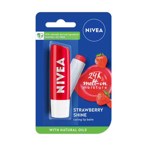 Buy Nivea Tinted Lip Balm with Natural oils & 24H melt-in moisture- Fruity Strawberry Shine (4.8 g) - Purplle