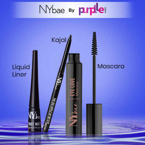 Buy NY Bae Everyday Glam Eyes Trio | Kajal | Liquid Liner |Mascara | Waterproof | Long Lasting | Smudgeproof Eye Makeup | Black (13ml) - Purplle