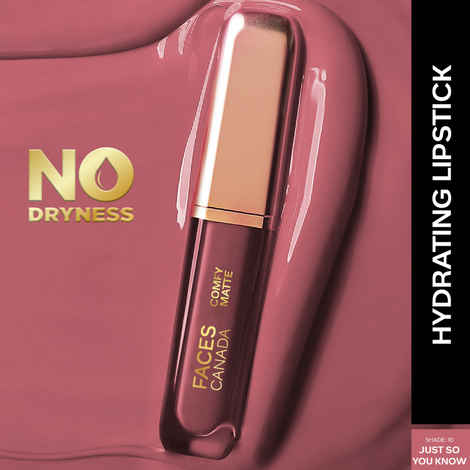 Buy FACES CANADA Comfy Matte Liquid Lipstick - Just So You Know, 3ml | Comfortable 10HR Longstay | Intense Matte Color | Almond Oil & Vitamin E Infused | Super Smooth | No Dryness | No Alcohol - Purplle