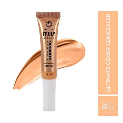 Mattlook Truly Matte Ultimate Cover Concealer, Longwearing & High Pigment Concealer, Soft Beige (17 gm)