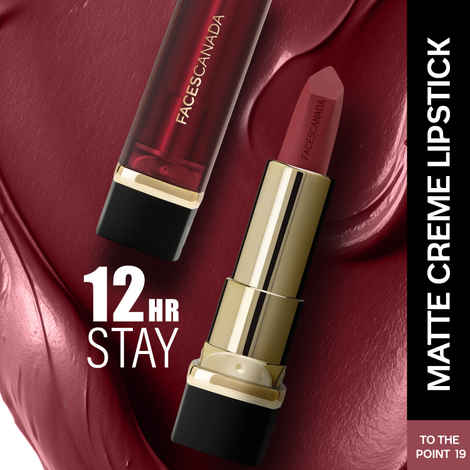 FACES CANADA Comfy Matte Creme Lipstick - To The Point, 4.2 gm | Long Stay | Creamy Matte Finish | Intense Color | Hydrating & Nourishing | Smooth Application