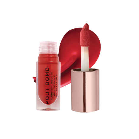 Buy Makeup Revolution Pout Bomb Plumping Gloss Juicy Red 4.6 ml - Purplle