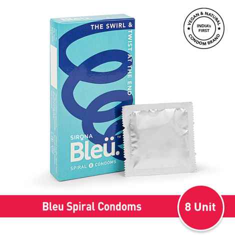 Buy Sirona Bleu Spiral Condoms for Men, Extra Dots for Her Extra Stimulation,  8 Units 8 Units - Purplle