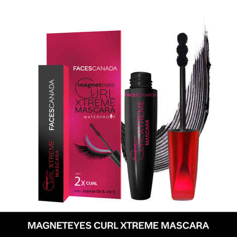 Buy FACES CANADA Magneteyes Curl Xtreme Mascara - Black, 8 gm | Curls Lashes | Waterproof | Quick Drying | Long Wear | Intense Black Finish | Lightweight | Enriched With Jojoba Oil & Vitamin E - Purplle