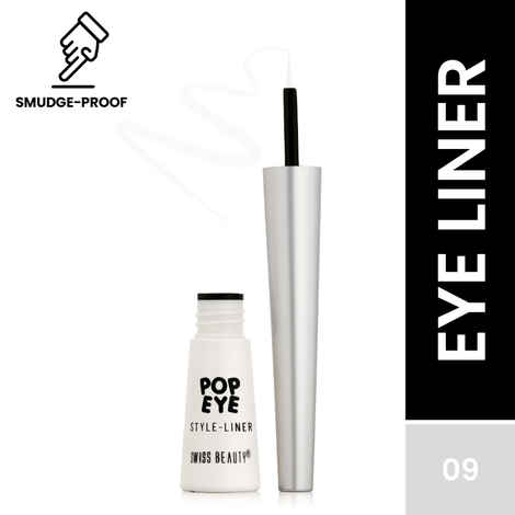 Buy Swiss Beauty Waterproof Pop Eyeliner With Smudge Proof and Quick Drying Formula - 09 Peace White - 3 ml - Purplle