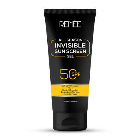 Buy RENEE All Season Invisible Sunscreen Gel 50ml, SPF 50 Broad Spectrum PA++++, UVA, UVB & Blue Light Protection, No White Cast, Transparent, non-greasy, quick absorb gel texture, Enriched with Aloe Vera - Purplle