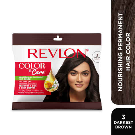 Buy REVLON Color 'n Care NOURISHING PERMANENT HAIR COLOR - 3 Darkest Brown (Sachet) - Purplle
