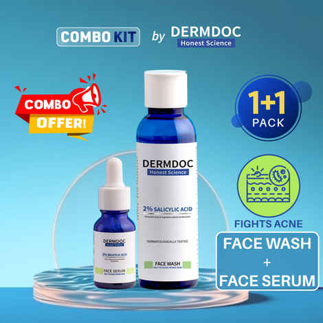 Buy DERMDOC Combo Kit Goodbye Acne Combo | salicylic acid serum | salicylic acid face wash | face wash for oily skin | pimples | acne | clogged pores | blackheads & whiteheads | super saver pack Combo of 3 - Purplle