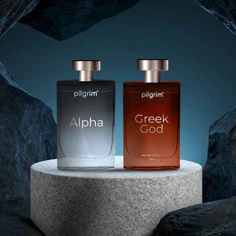 Pilgrim Greek God Perfume + Alpha Perfume for Men (Eau de parfum) with Spicy Cinnamon, Musk, Smoky Cedarwood & Sandalwood | 8hrs+ Long Lasting Perfume for Men, Combo Pack - Combo of 2