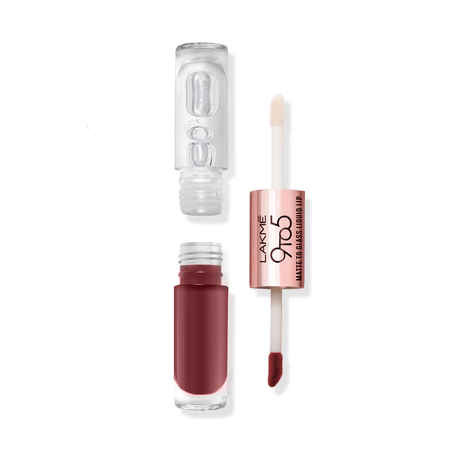 Lakme 9 to 5 Matte to Glass Liquid Lip - Rose, 7.6 ml