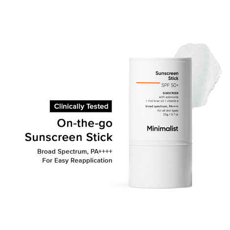 Buy Minimalist SPF 50 Sunscreen Stick with Adenosine, Rice Bran Oil & Vitamin E, Broad spectrum PA++++ - 20 gm - Purplle