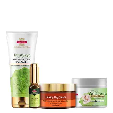Inveda Acne Treatment Kit, Reduce Acne, Blemishes with Lavender & Gotukola for Pure & Clear Skin, 210 ml