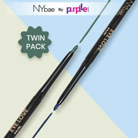 Buy NY Bae Colored Kajal Combo | Green & Blue Kajal | Eyeshadow | Matte Finish | Long Lasting (0.6 g) - Purplle