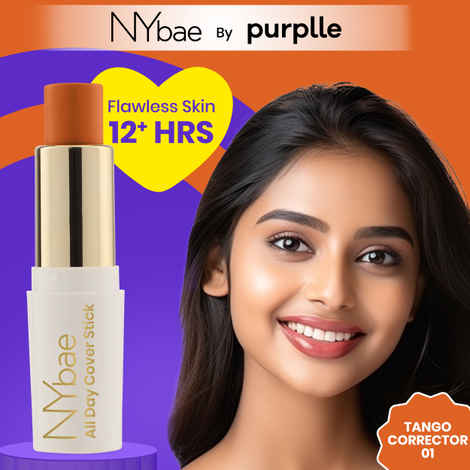 NY Bae All Day Cover Stick - Tango Corrector 01 (4.2g) | Foundation Stick | Concealer | Bronzer | Colour Corrector | Highlighter | Face Makeup - 4.2 gm - 4.2 gm