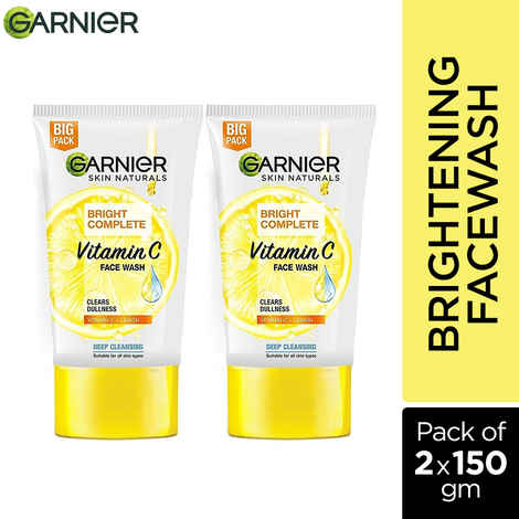 Buy Garnier Bright Complete Brightening Facewash (150 g) (Pack of 2) - Purplle