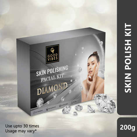 Good Vibes Diamond Skin Polishing Facial Kit | Glass Skin Effect, Can Be Used Up to 30 Times (Usage May Vary by Individual) (200 gm)