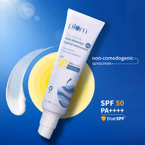 Buy Plum 2% Niacinamide Sunscreen SPF 50 PA+++ With Rice Water - No White Cast, Brightens, Dermat-Tested 50 gm - Purplle
