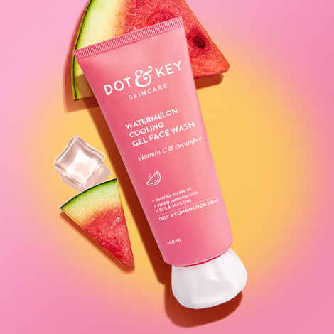 Dot & Key Watermelon COOLING Gel Face Wash with Vitamin C & Cucumber | Face Wash for Glowing Skin, Pigmentation and Dark Spot Reduction Normal, Combination & Oily Skin| 100 ml