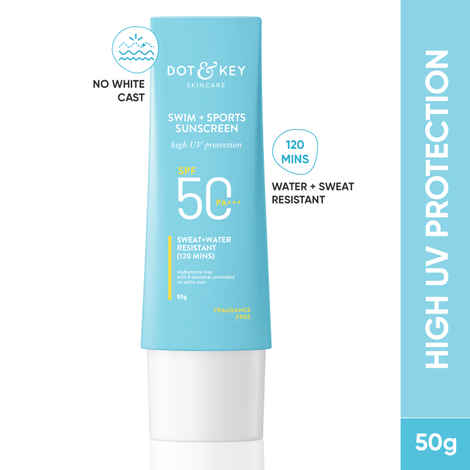 Buy DOT & KEY SWIM + SPORTS SUNSCREEN SPF 50 PA+++ | With 5 Essential Ceramides | UVA+UVB Damage, Dryness, Tan & Sunburn Protection | Sweat + Water Resistant 120 Min | No White Cast | For All Skin Types | 50 gm - Purplle
