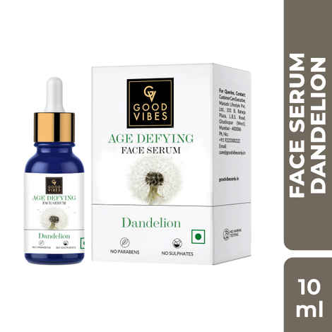 Buy Good Vibes Dandelion Age Defying Face Serum | Anti-Acne, Nourishing | No Parabens, No Sulphates, No Animal Testing, No Silicones (10 ml) - Purplle